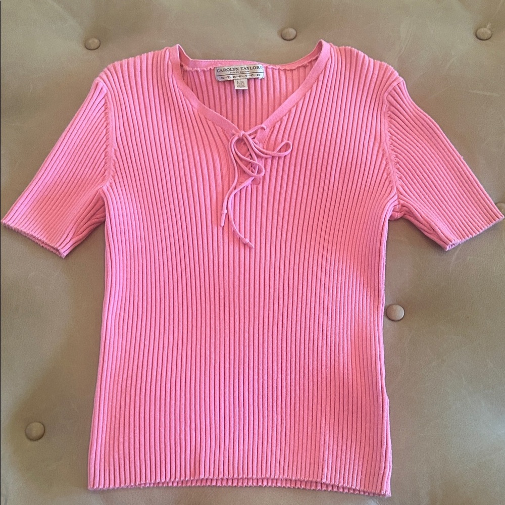 Carolyn Taylor Pink Ribbed Blouse